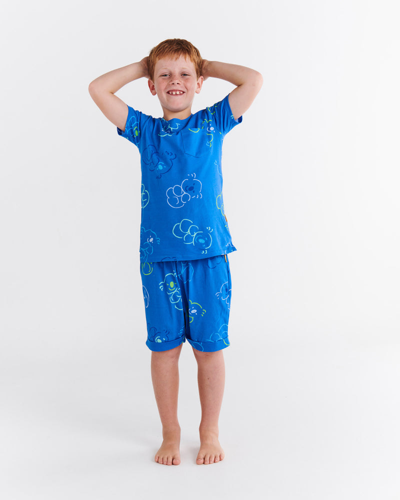 Kip&Co x Ken Done Koala Cuddles Blue Organic Cotton Short Sleeve Tee & Short Pyjama Set