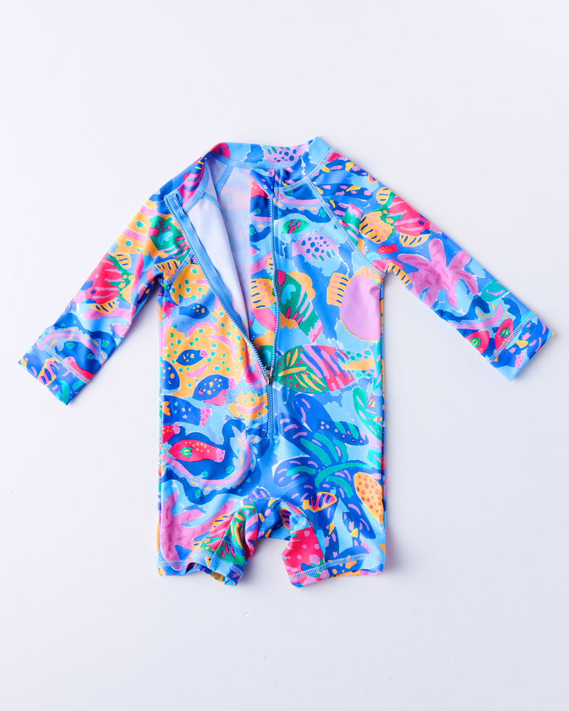 Kip&Co x Ken Done Reef Garden Baby Long Sleeve Zip Bathers