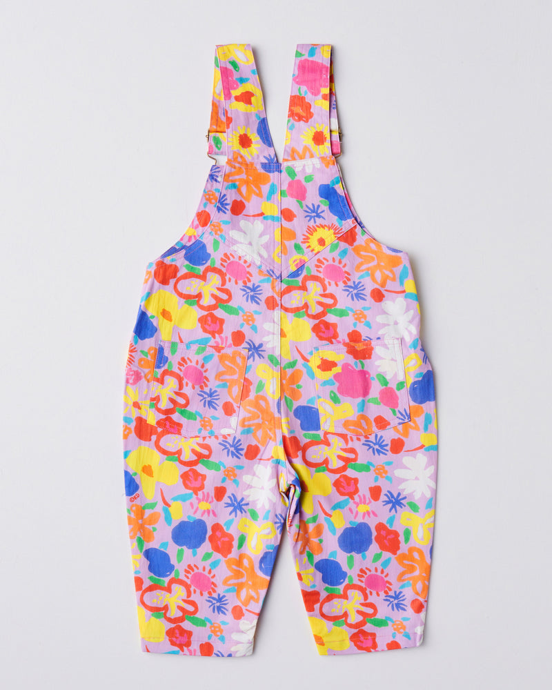 Kip&Co x Ken Done Summer Floral Lilac Baby Cotton Drill Overalls