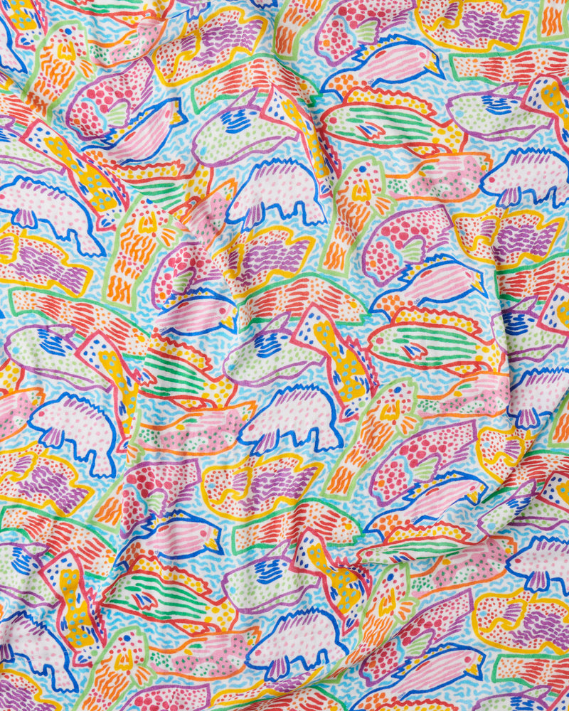 Kip&Co x Ken Done Rainbow Fish Bamboo Swaddle