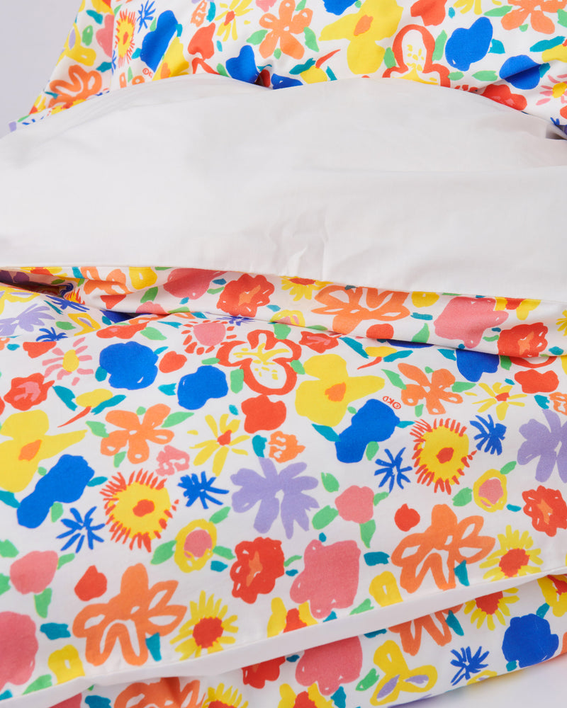 Kip&Co x Ken Done Summer Floral White Organic Cotton Quilt Cover