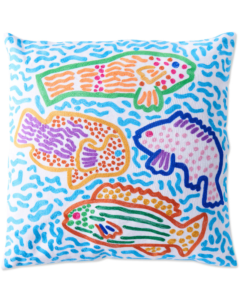 Kip&Co x Ken Done Rainbow Fish Embroidered Cushion