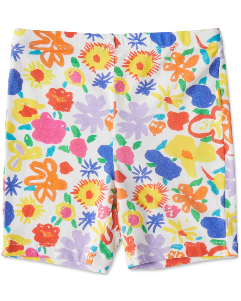 Kip&Co x Ken Done Summer Floral White Organic Cotton Bike Shorts