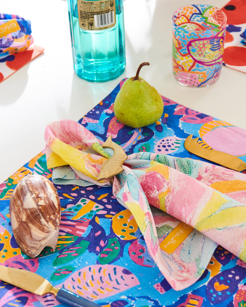 Kip&Co x Ken Done Reef Garden Linen 4P Placemat Set