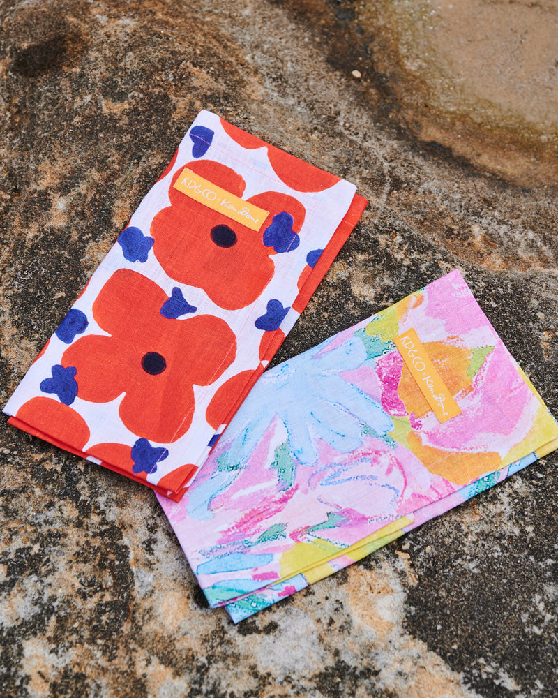 Kip&Co x Ken Done Pop Floral Linen 4P Napkin Set