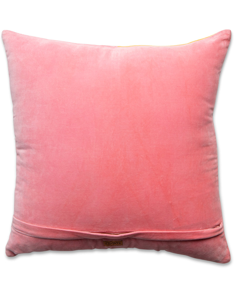 Macaroon Panelled Velvet Cushion