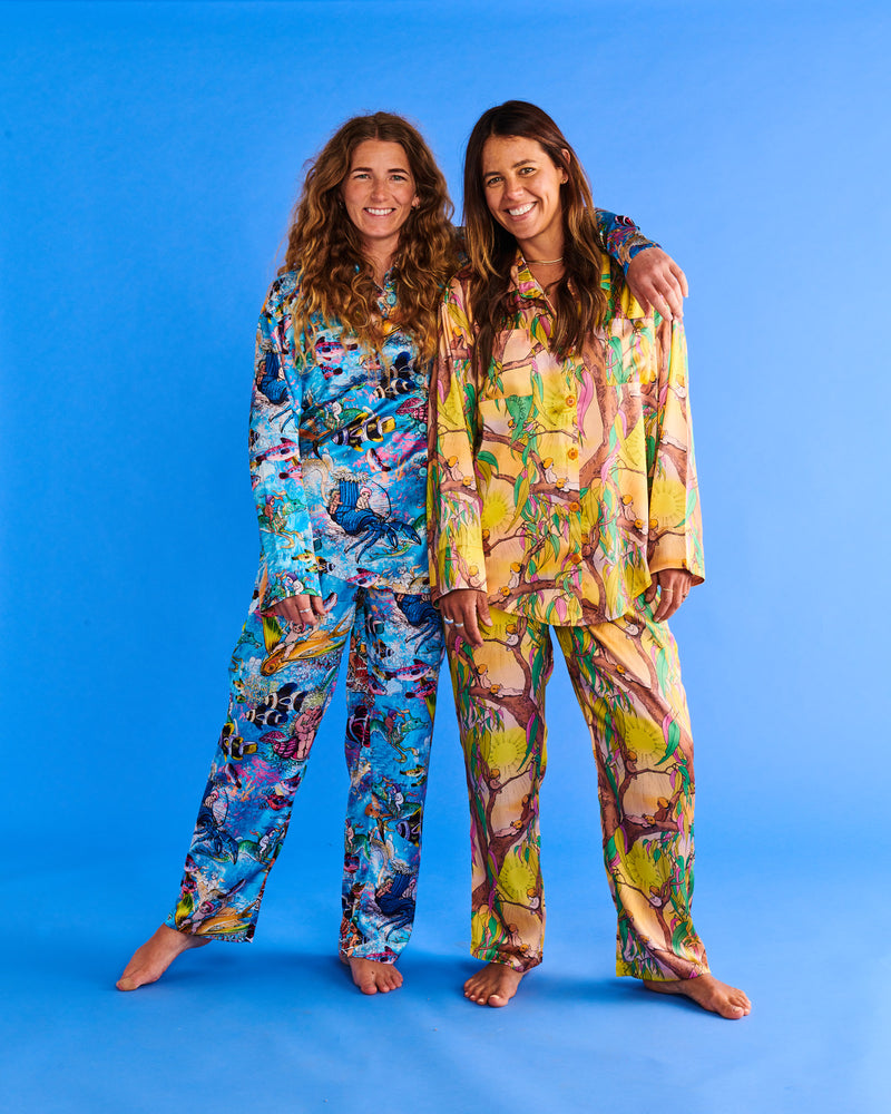 Kip&Co x May Gibbs Waterworld Satin Long Sleeve Shirt & Pant Pyjama Set