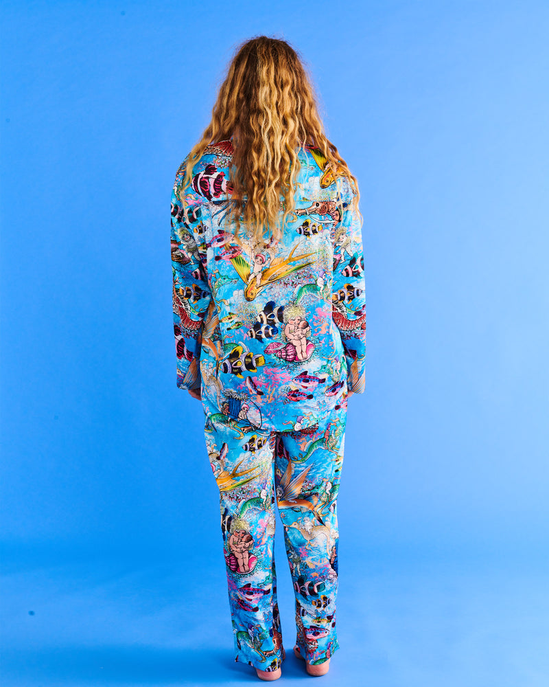 Kip&Co x May Gibbs Waterworld Satin Long Sleeve Shirt & Pant Pyjama Set