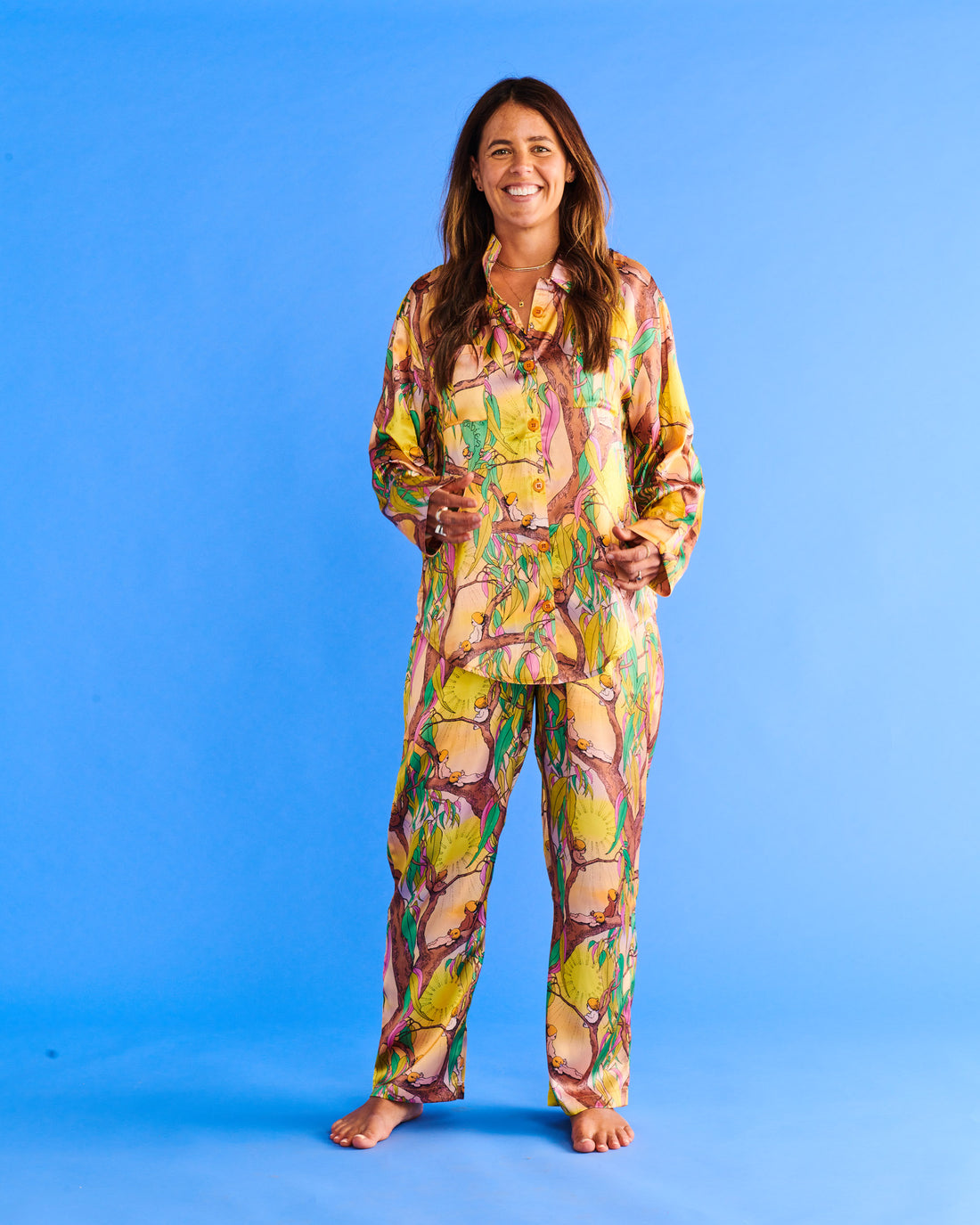 Kip&Co x May Gibbs Sunrise Delight Satin Long Sleeve Shirt & Pant Pyjama Set