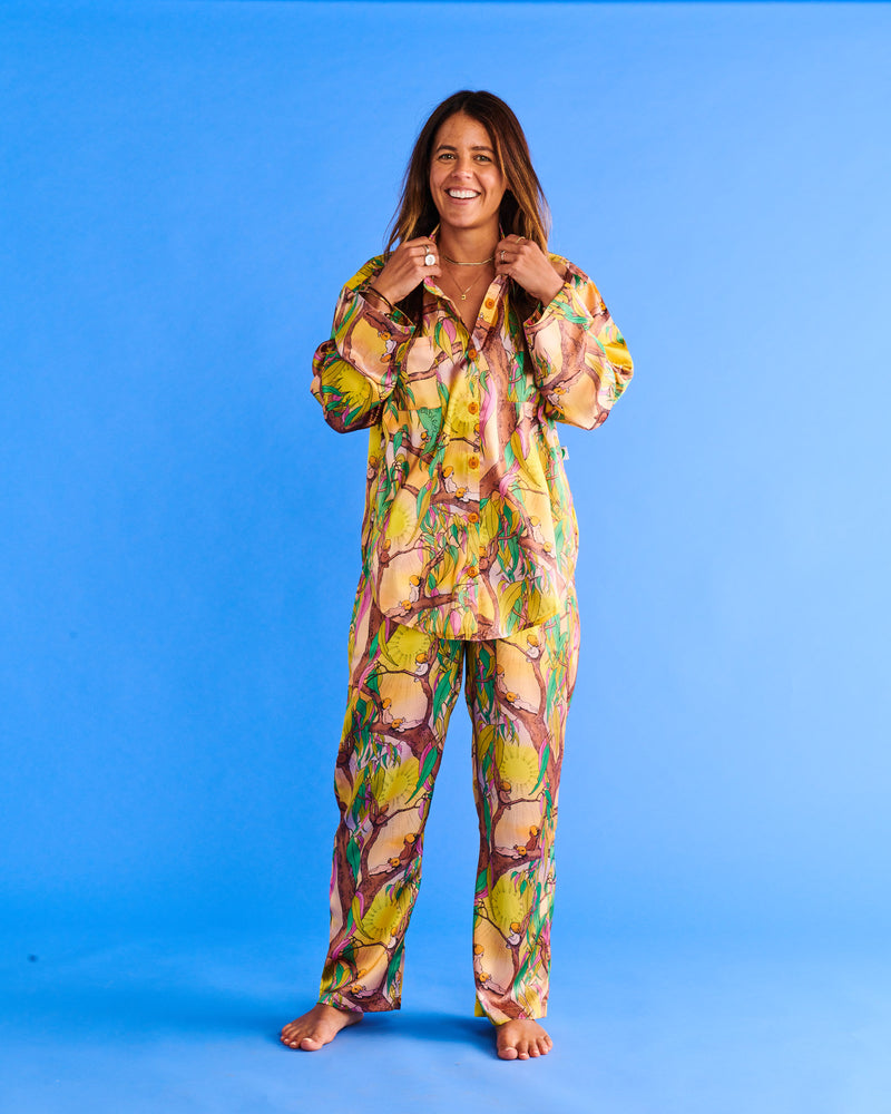 Kip&Co x May Gibbs Sunrise Delight Satin Long Sleeve Shirt & Pant Pyjama Set