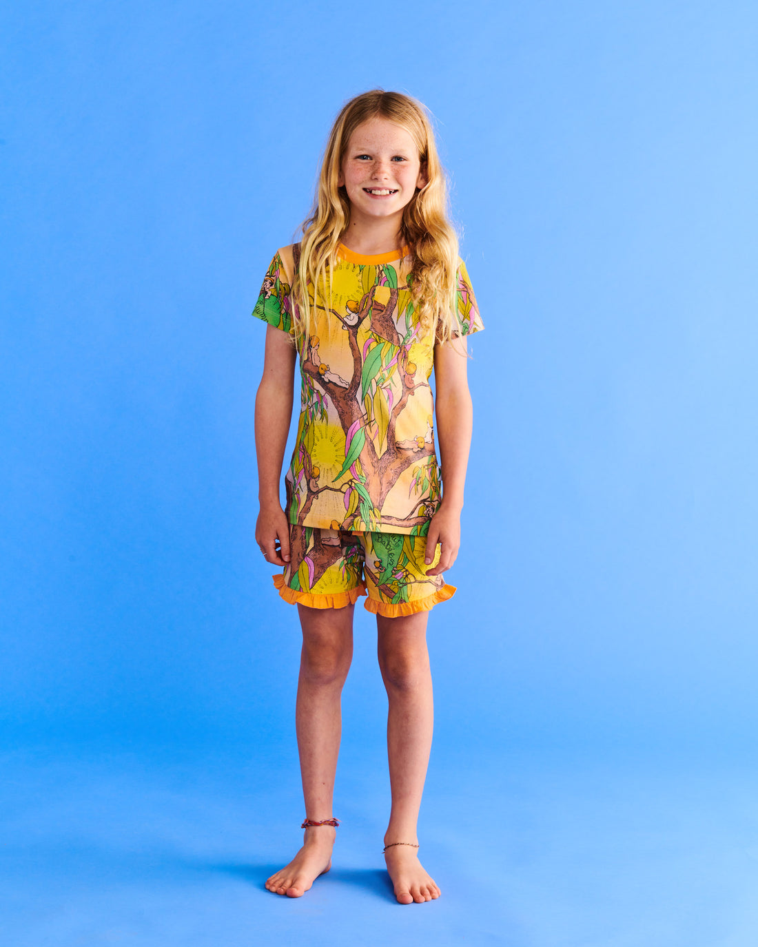 Kip&Co x May Gibbs Sunrise Delight Organic Cotton Short Sleeve Tee & Frill Short Pyjama Set