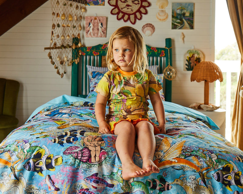 Kip&Co x May Gibbs Sunrise Delight Organic Cotton Short Sleeve Tee & Frill Short Pyjama Set