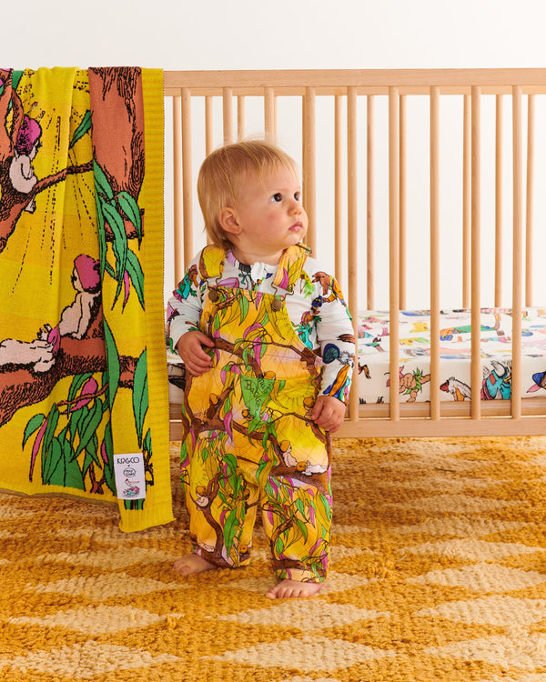 Kip&Co x May Gibbs Sunrise Delight Baby Quilted Fleece Overalls