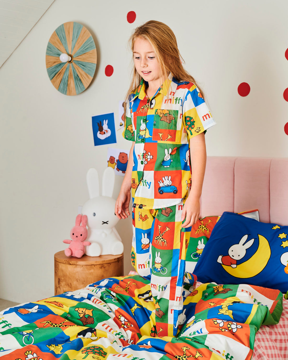 Kip&Co x Miffy Miffy's Adventures Kids Organic Cotton Short Sleeve Shirt & Pant Pyjama Set