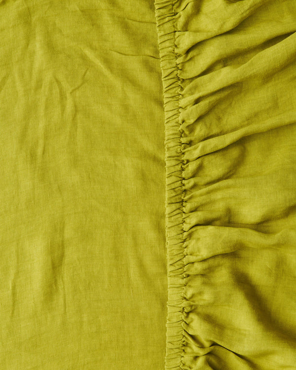 Pear Linen Fitted Sheet
