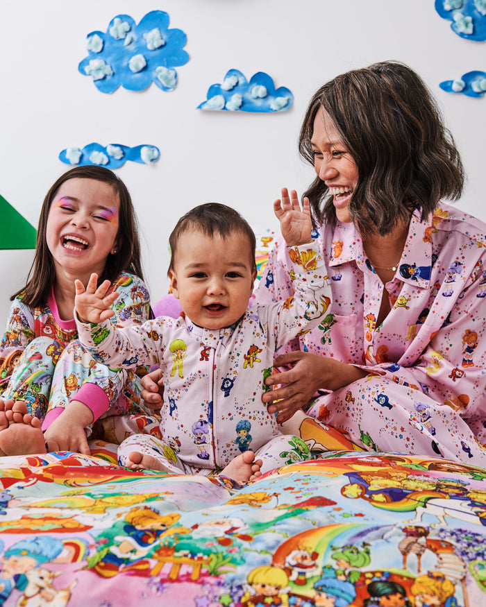 Kip&Co x Rainbow Brite Star Shower Eco Satin Adult Long Sleeve Shirt & Pant Pyjama Set