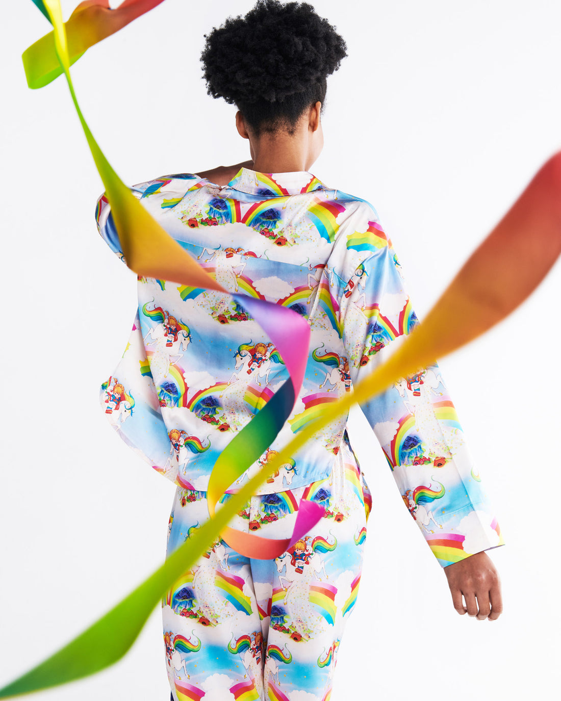 Kip&Co x Rainbow Brite Magic Sky Satin Adult Long Sleeve Shirt & Pant Pyjama Set