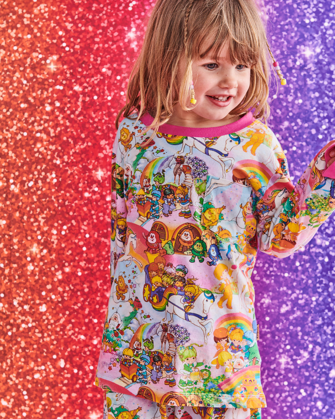 Kip&Co x Rainbow Brite Brite Side Organic Cotton Long Sleeve Top & Pant Pyjama Set