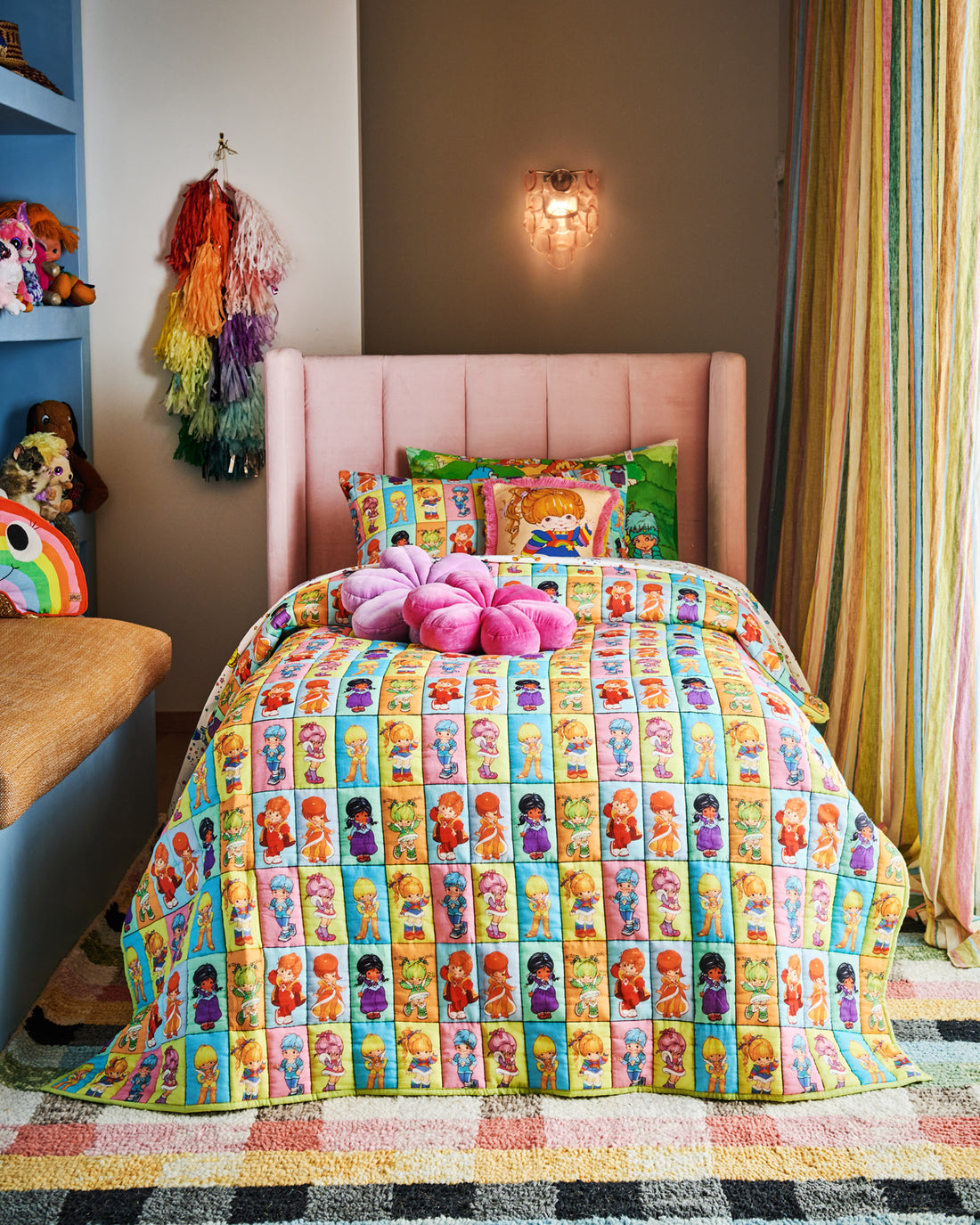 Kip&Co x Rainbow Brite The Gang Organic Cotton Quilted Kids Bedspread