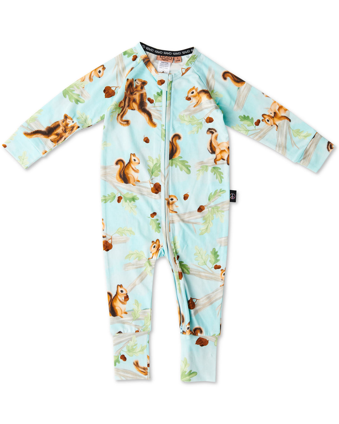 Squirrel Scurry Organic Long Sleeve Zip Romper