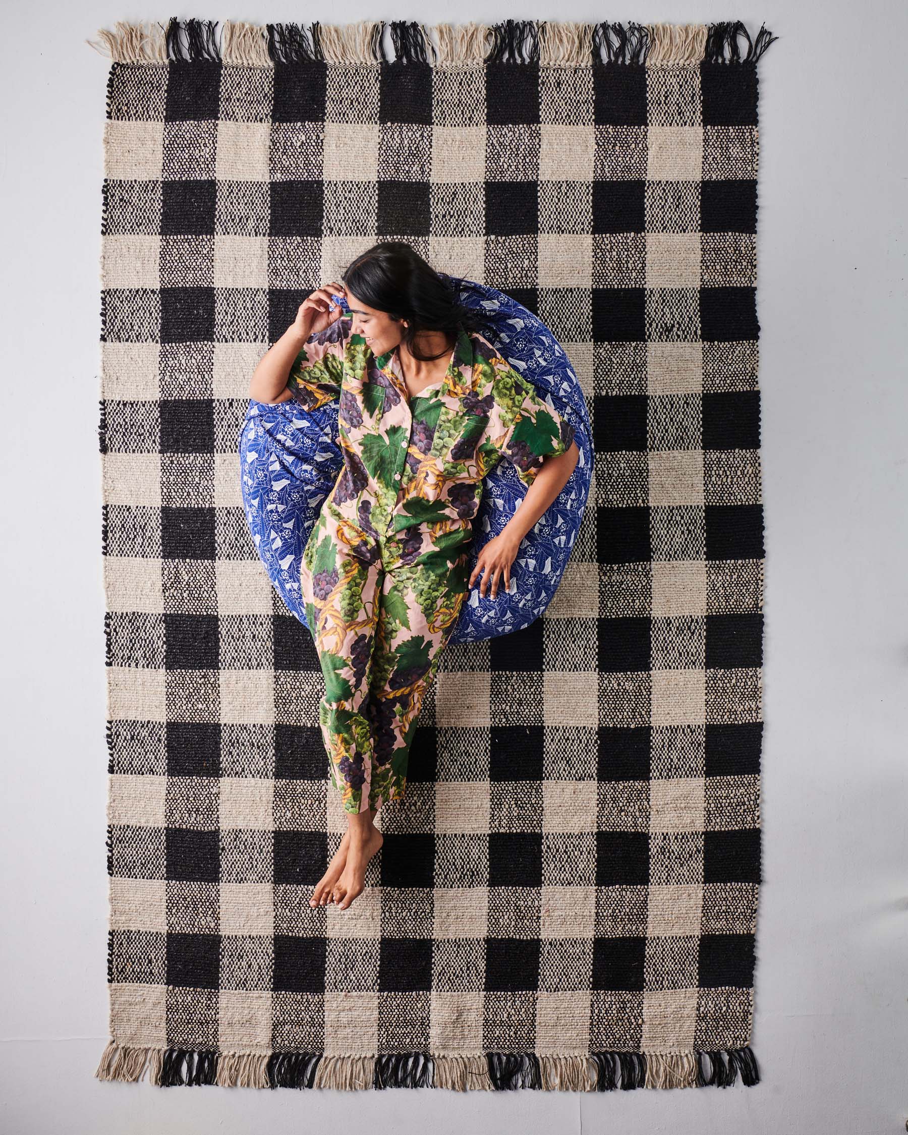 Black and White Gingham Jute Rug Kip&Co