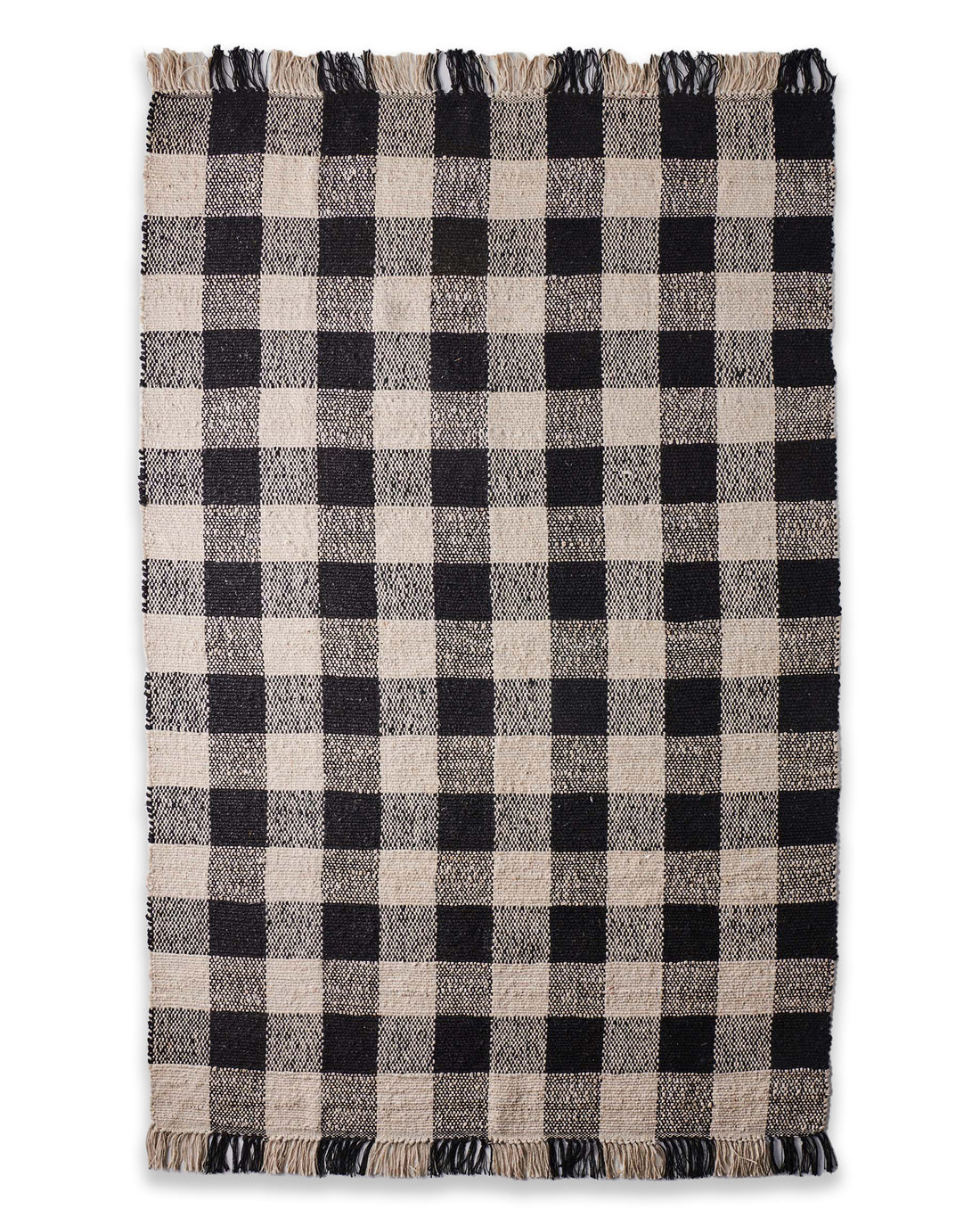 Black and White Gingham Jute Rug