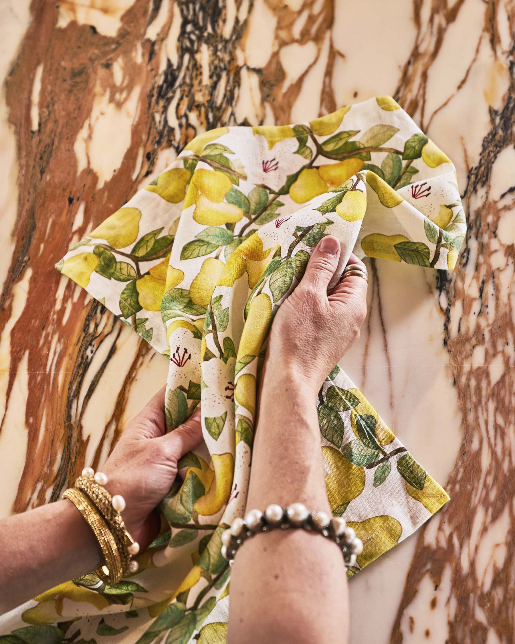 Summer Lily White Linen Tea Towel Kip&Co