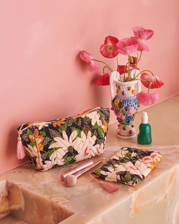 Dreamy Floral Velvet Toiletry Bag