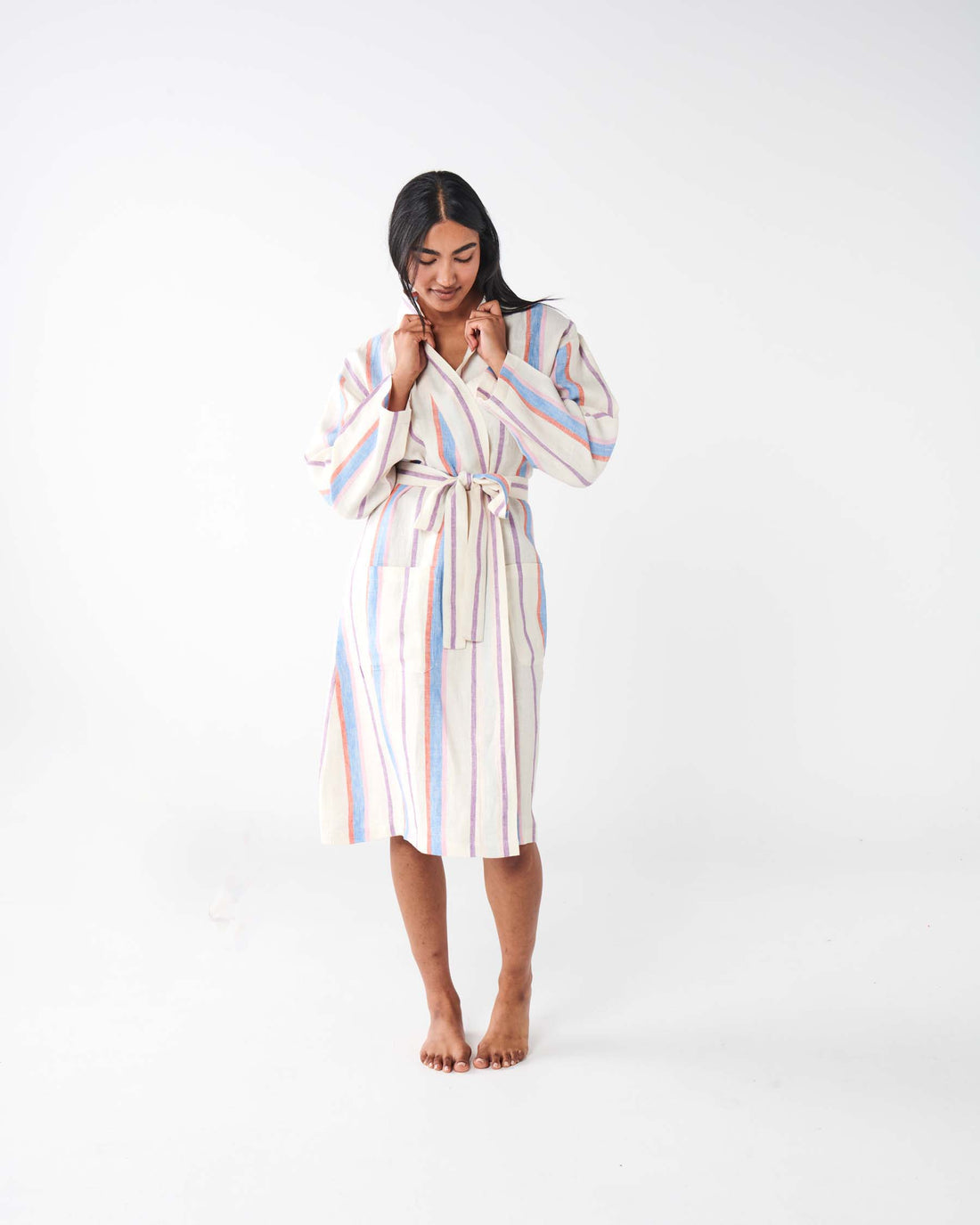 Maldives Stripe Linen Robe