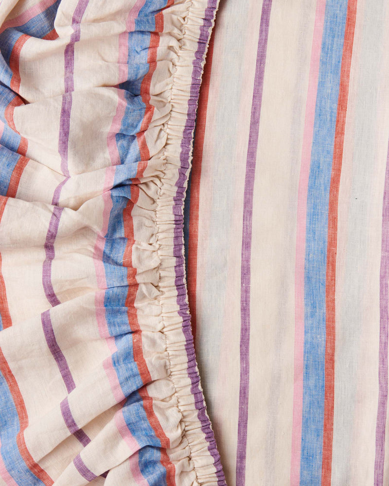 Maldives Stripe Linen Fitted Sheet