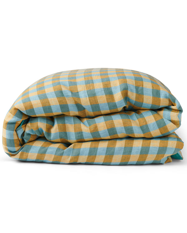 Marigold Tartan Linen Quilt Cover