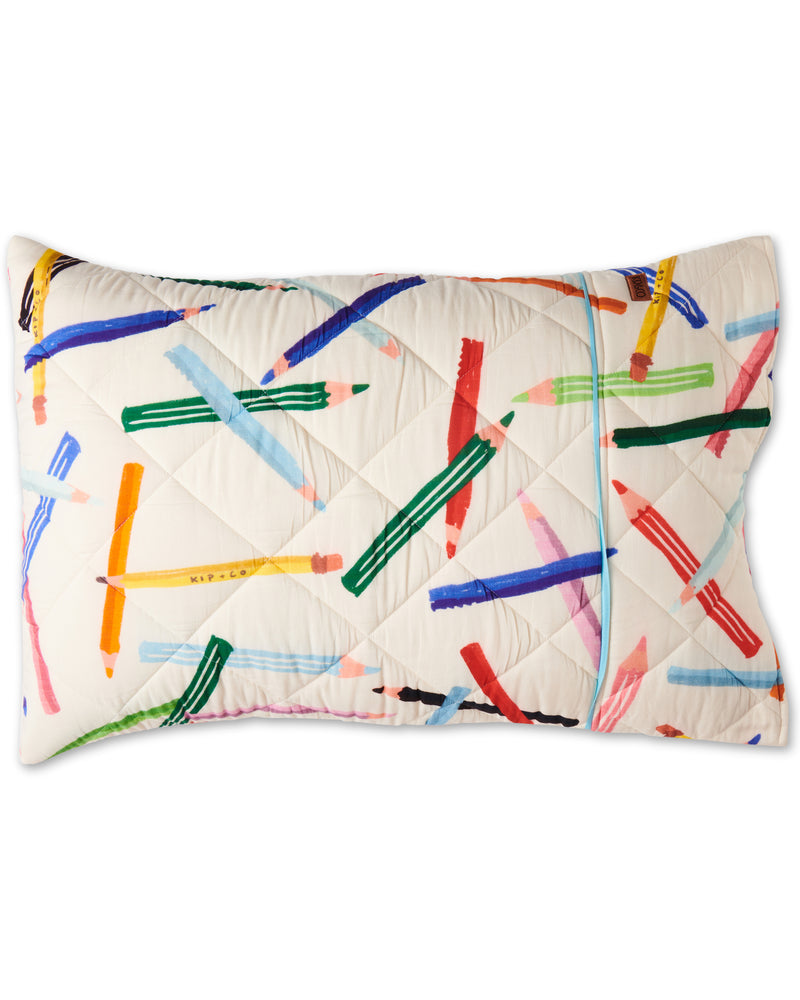 Pencils Organic Cotton Quilted Pillowcase