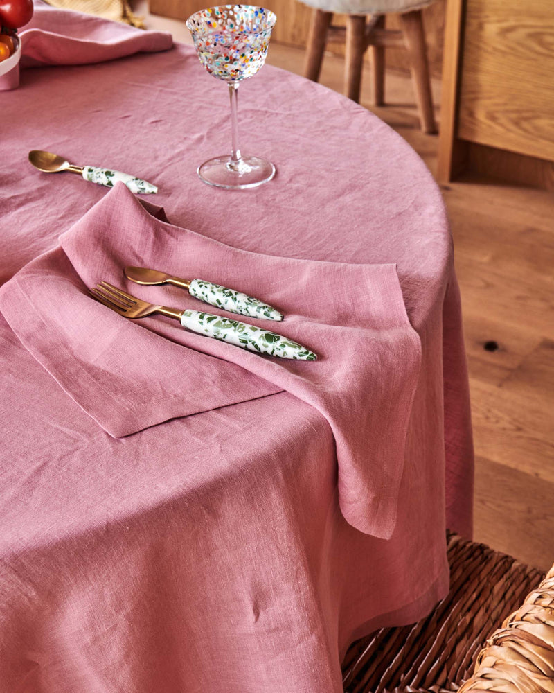 Peony Rectangular Linen Tablecloth