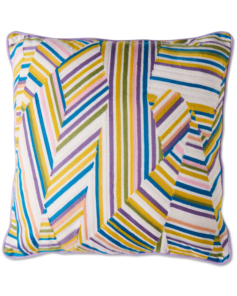 Stripes Of Paros Embroidery Cushion