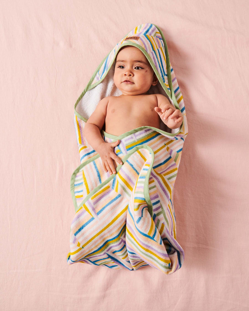 Stripes of Paros Printed Terry Baby Towel