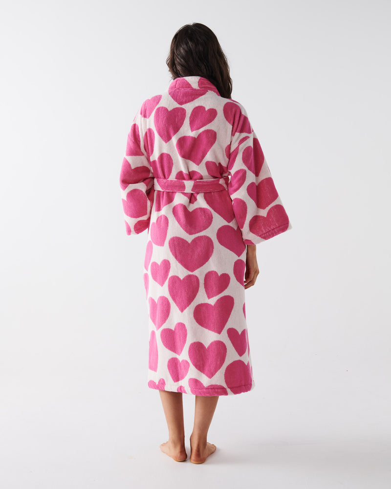 Big Hearted Pink Terry Bath Robe