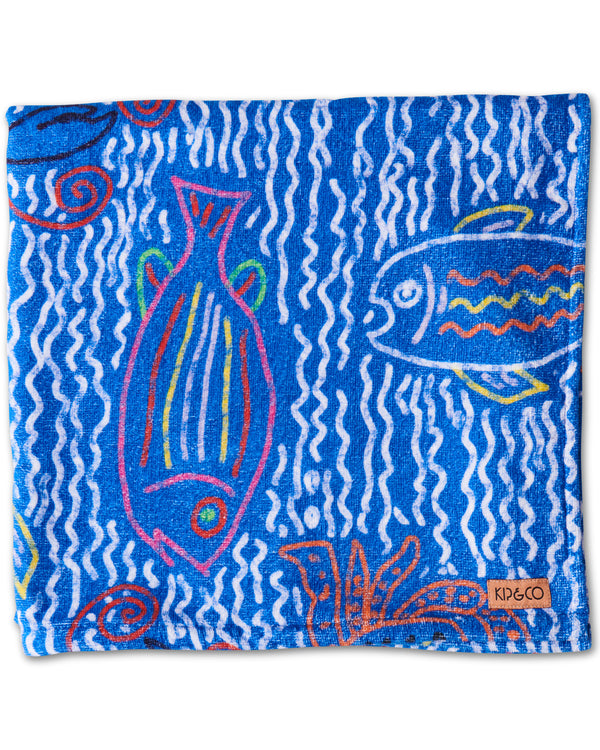 The Deep Blue Printed Terry Bath Towel