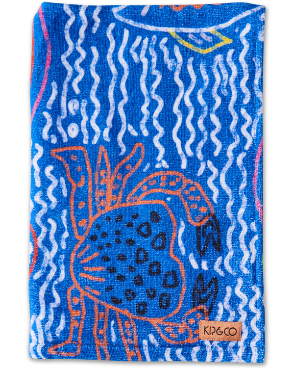 The Deep Blue Printed Terry Hand Towel