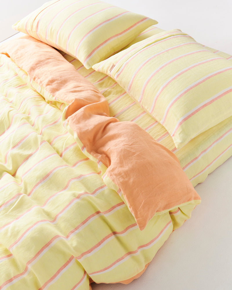 Pina Colada Stripe Linen Quilt Cover