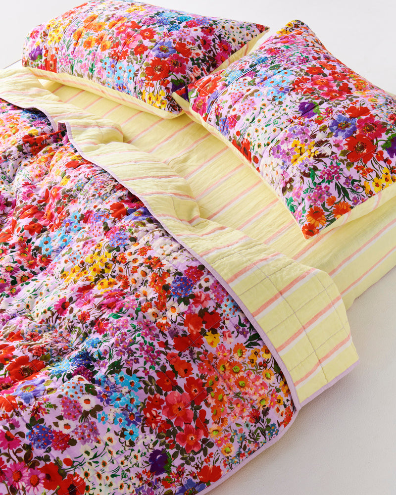 Full Bloom Reversible Linen Quilted Bedspread