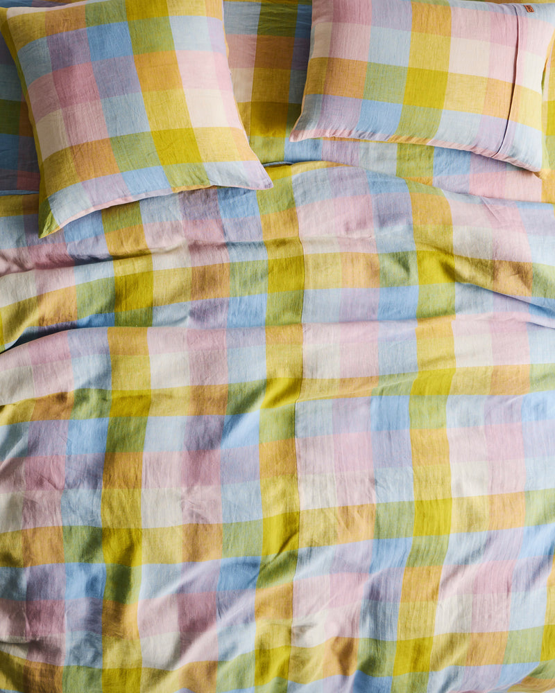 Corfu Tartan Linen Quilt Cover