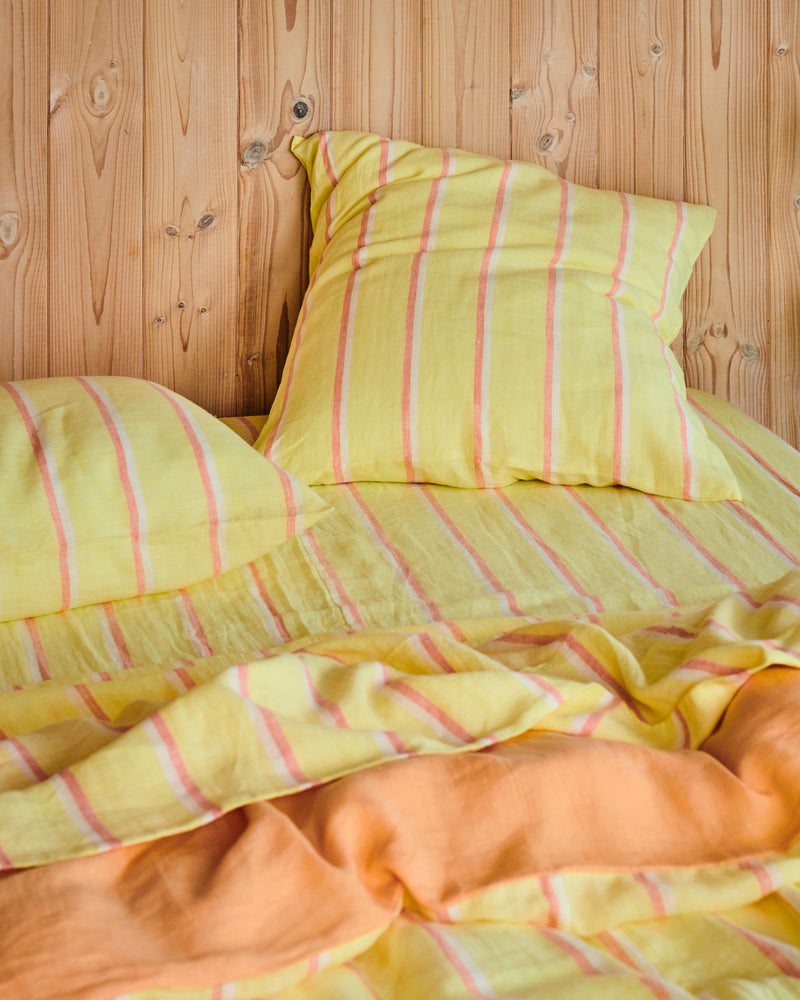 Pina Colada Stripe Linen Quilt Cover