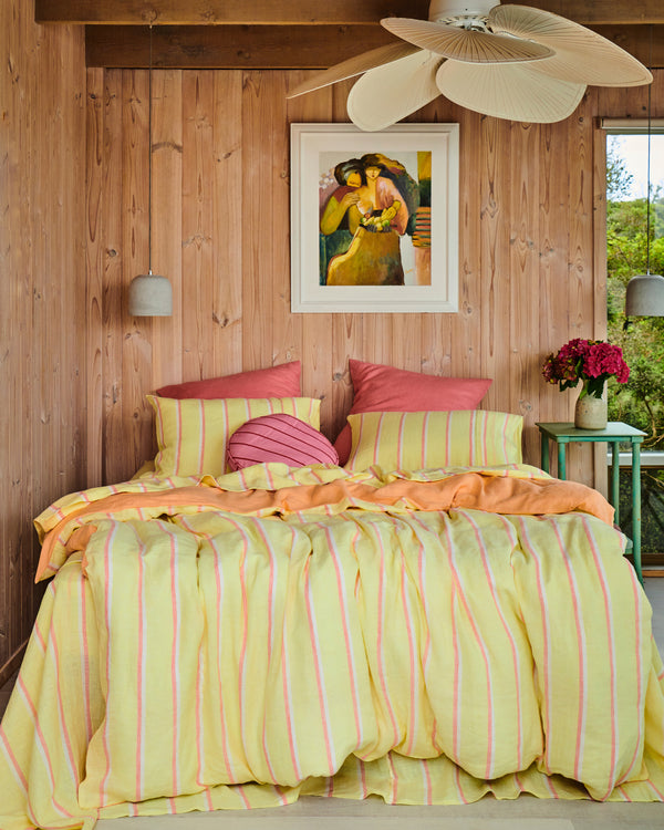 Pina Colada Stripe Linen Quilt Cover