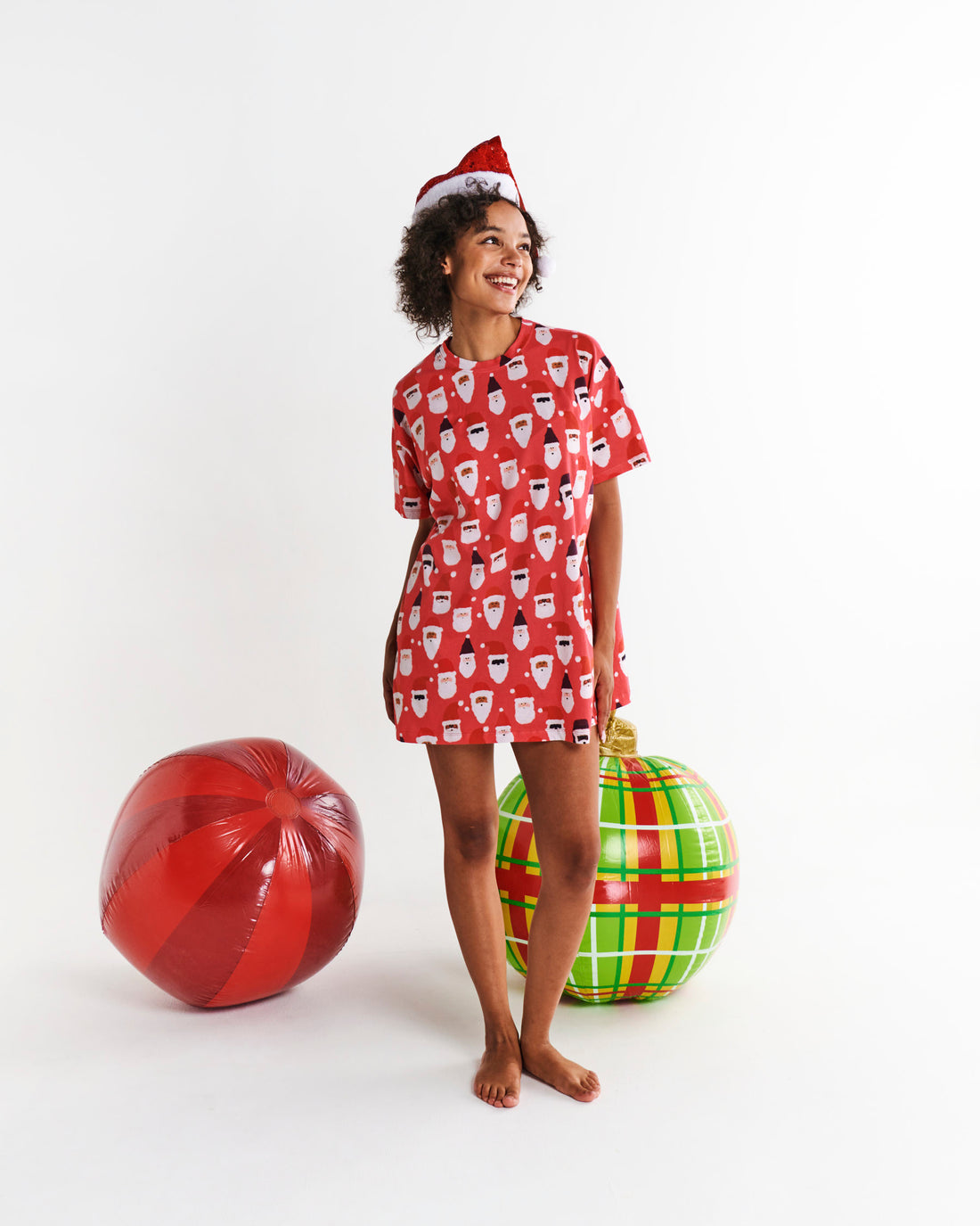 HoHoHo Red Organic Cotton Oversize T-shirt Nightie