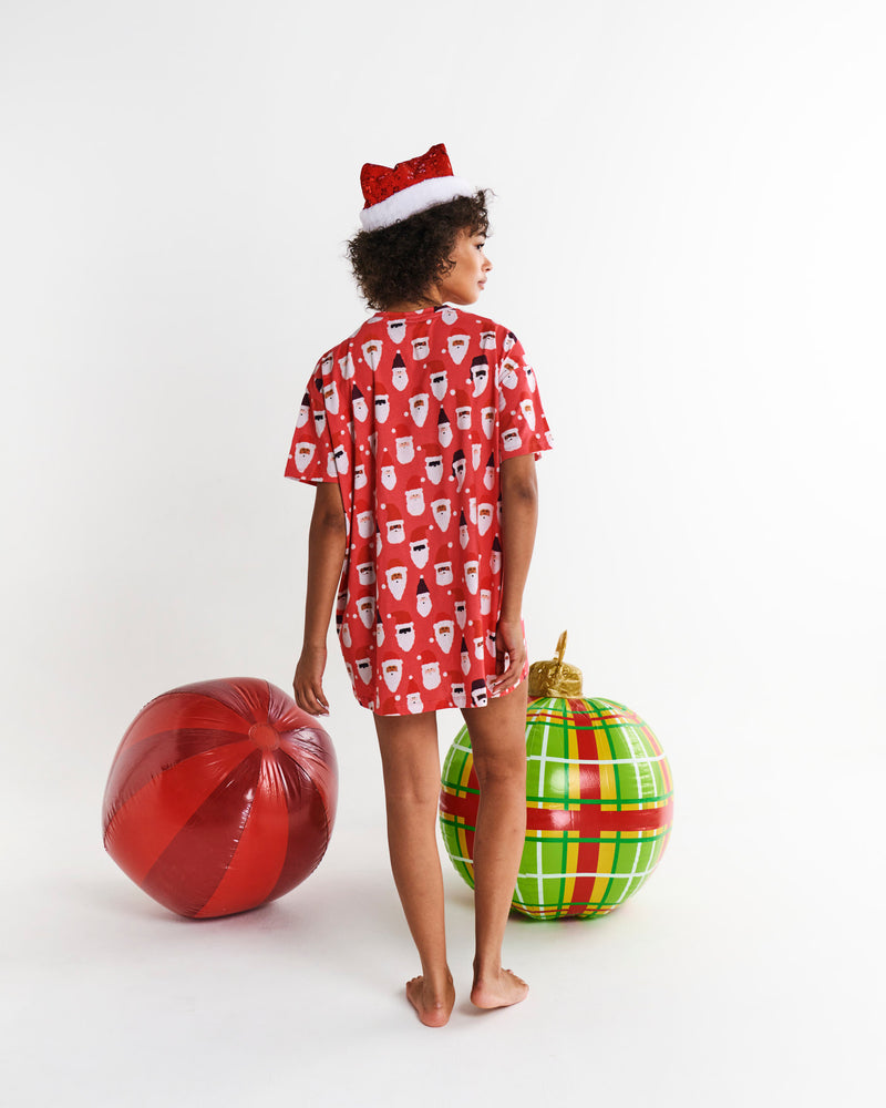 HoHoHo Red Organic Cotton Oversize T-shirt Nightie