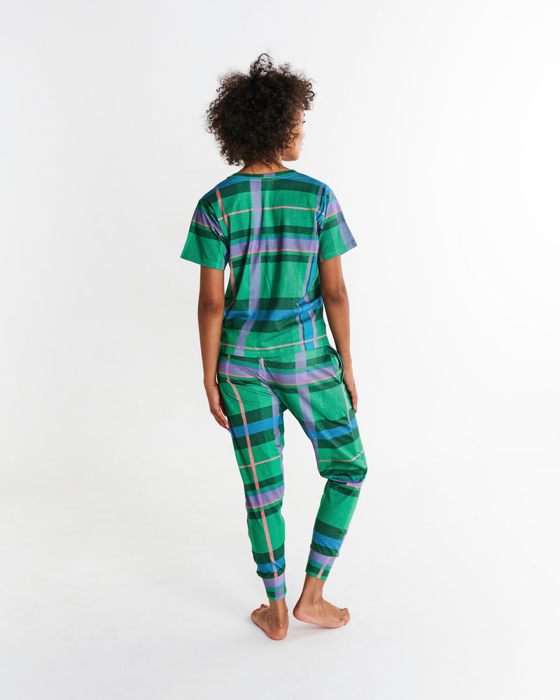 Jewel Of The Nile Tartan Organic Cotton Short Sleeve T-Shirt & Slouch Pant Pyjama Set