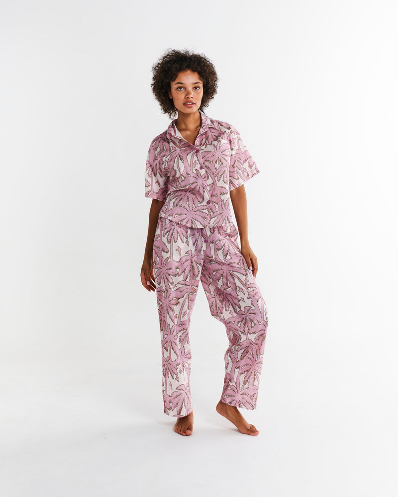 Balmy Palmy Organic Cotton Short Sleeve Shirt & Pant Pyjama Set