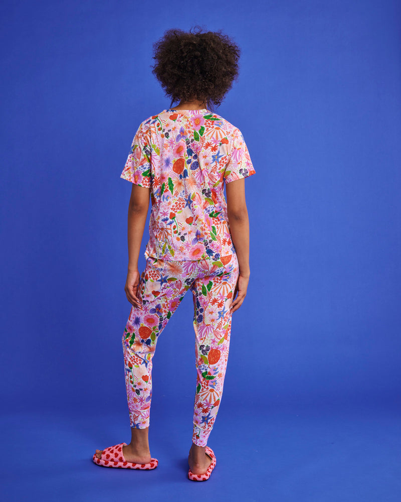 Meandering Meadow Organic Cotton Short Sleeve T-Shirt & Slouch Pant Pyjama Set