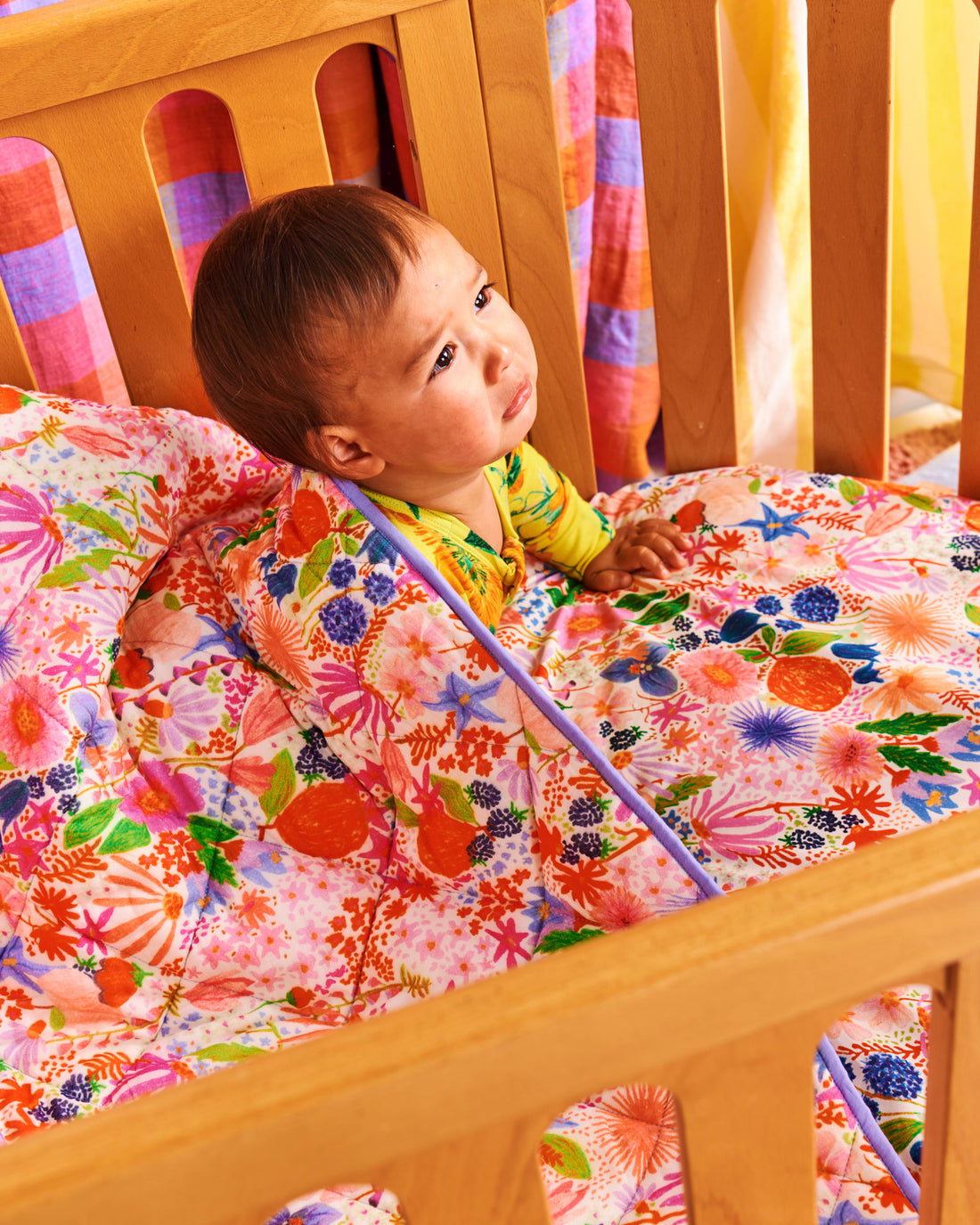 Meandering Meadow Organic Cotton Quilted Cot Bedspread