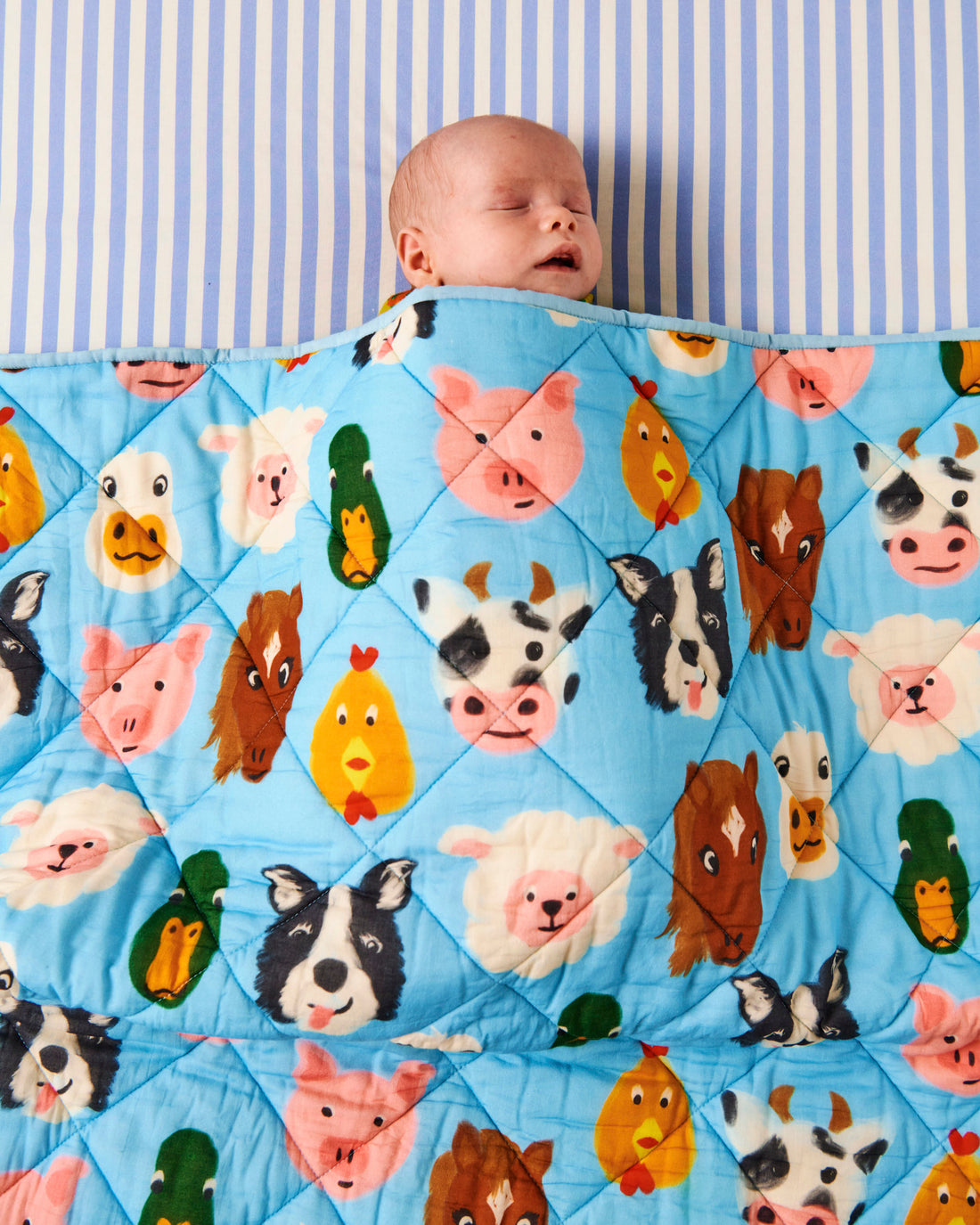 Farm Friends Organic Cotton Quilted Cot Bedspread